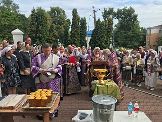 В день Происхождения (изнесения) Честных Древ Животворящего Креста Господня епископ Леонид совершил Литургию в кафедральном соборе города Мозыря