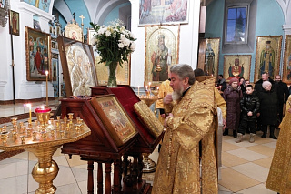 В канун Недели о мытаре и фарисее епископ Леонид возглавил Всенощное бдение в кафедральном соборе г. Мозыря