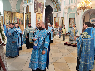 В канун дня празднования иконы Божией Матери «Всецарица» правящий архиерей совершил Всенощное бдение в кафедральном соборе г. Мозыря