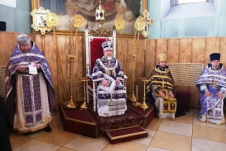 В Неделю 2-ю Великого поста правящий архиерей совершил Литургию в кафедральном соборе г. Мозыря